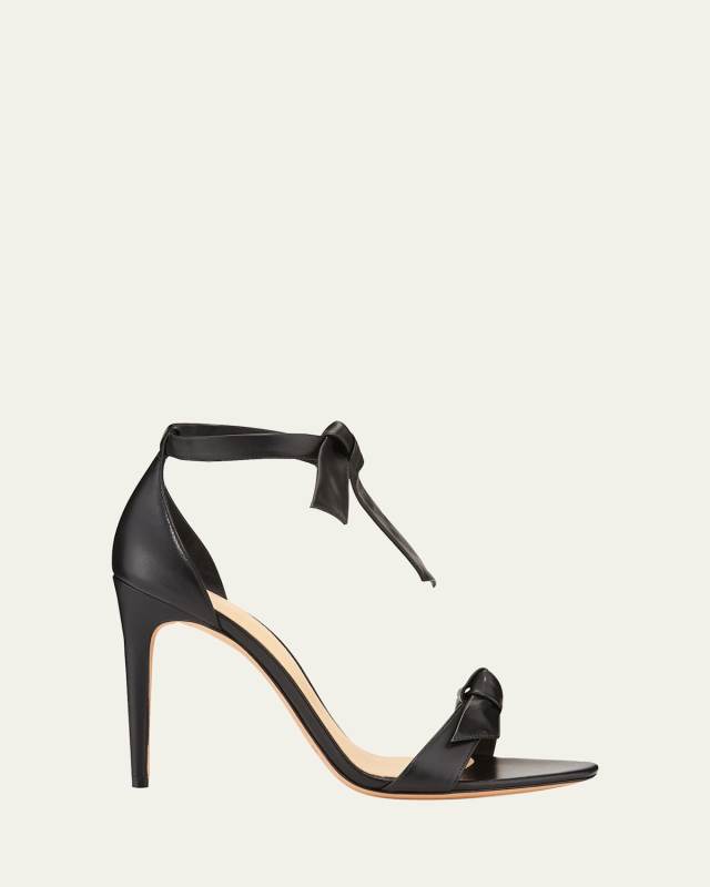 Clarita Leather Ankle-Tie 100mm High-Heel Sandals, Black